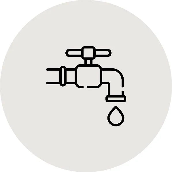 Symbol med en kran som har en vattendroppe på väg ner