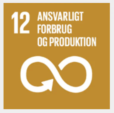 Symbol i orange med evighetstecket - Text 12 Ansvarsfull konsumtion och produktion.