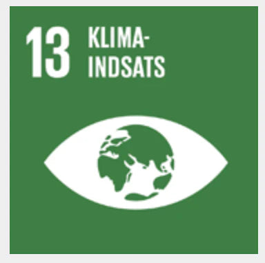Symbol i grönt av ett öga som är avbildat som jorden - text 13 Klimatinsats