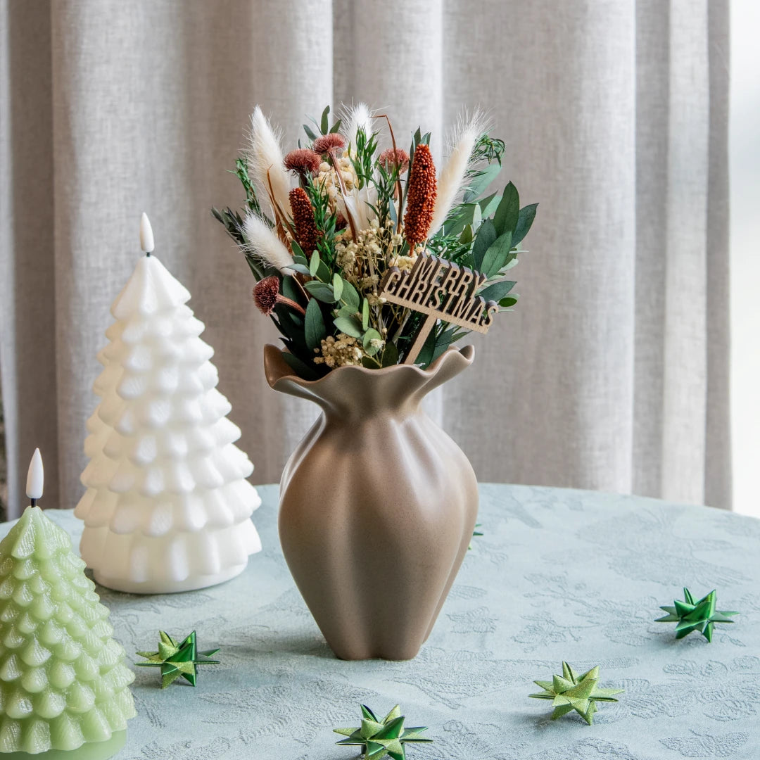 Hvid miniature julebuket